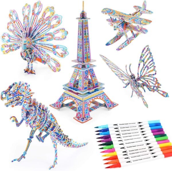 3D Coloring Puzzle Set, Arts and Crafts for Girls and Boys