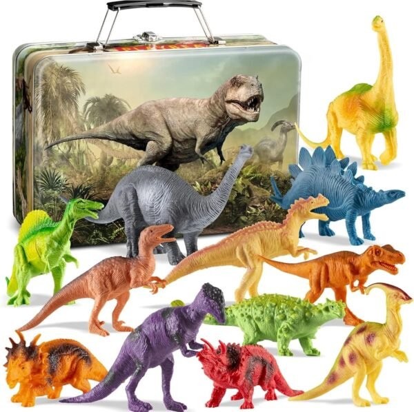 Dinosaur Toys for Kids 3-5 – 12 Realistic Small Dinosaur Figures with Storage Box